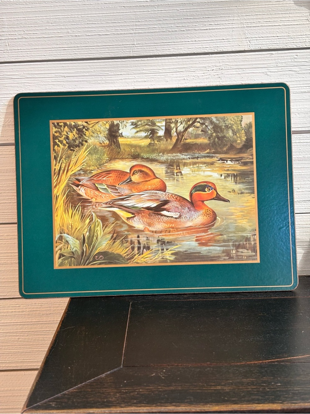 Vintage Pimpernel Set Of 4 Duck Birds Cork Back Placemats Made In England Green